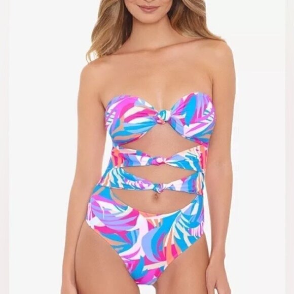 Salt + Cove Juniors' Tropical BreezeKnotted One-Piece Swimsuit,swimwear Multi M - Picture 1 of 12